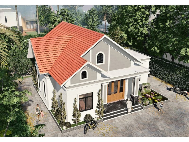 Kiến trúc nhà mái ngói thái đỏ đẹp mắt
