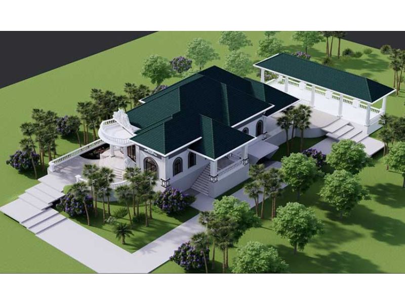 Nhà 1 tầng tân cổ sử dụng hệ mái ngói cao cấp