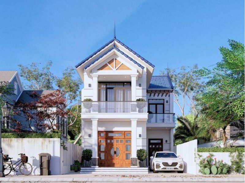 Nhà 2 tầng hiện đại mái ngói thái