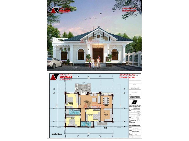 Biệt thự 1 tầng tân cổ 14x12m