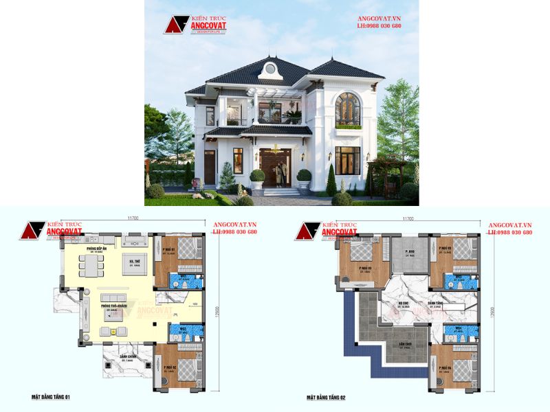 Kiến trúc biệt thự tân cổ 2 tầng