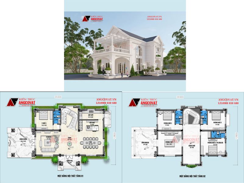 Thiết kế mặt bằng biệt thự tân cổ 120m2
