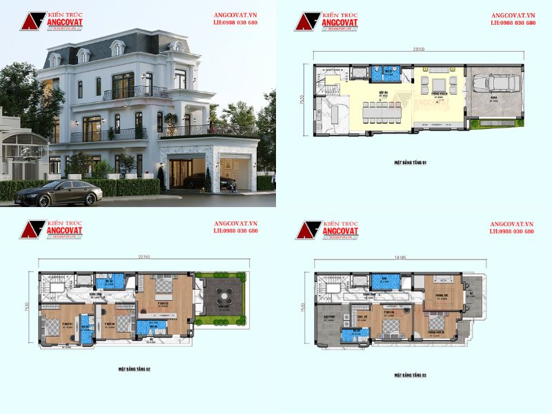 Nhà 3 tầng biệt thự tân cổ điển có gara