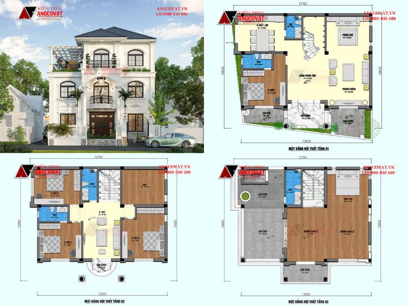 Biệt thự 3 tầng 120m2 tân cổ điển
