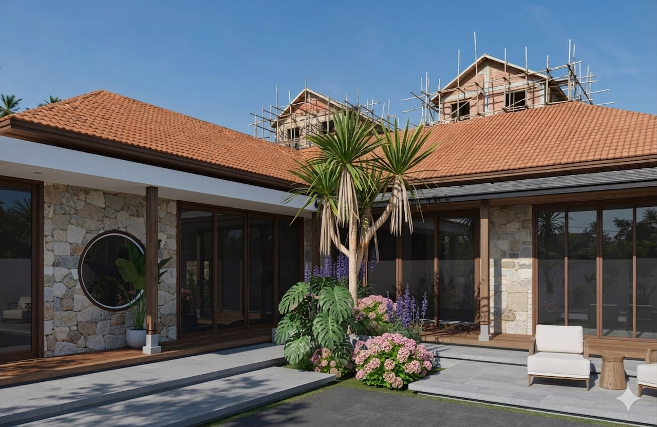 Thiết kế nhà cấp 4 chữ L nông thôn 2 đến 4 phòng ngủ đẹp