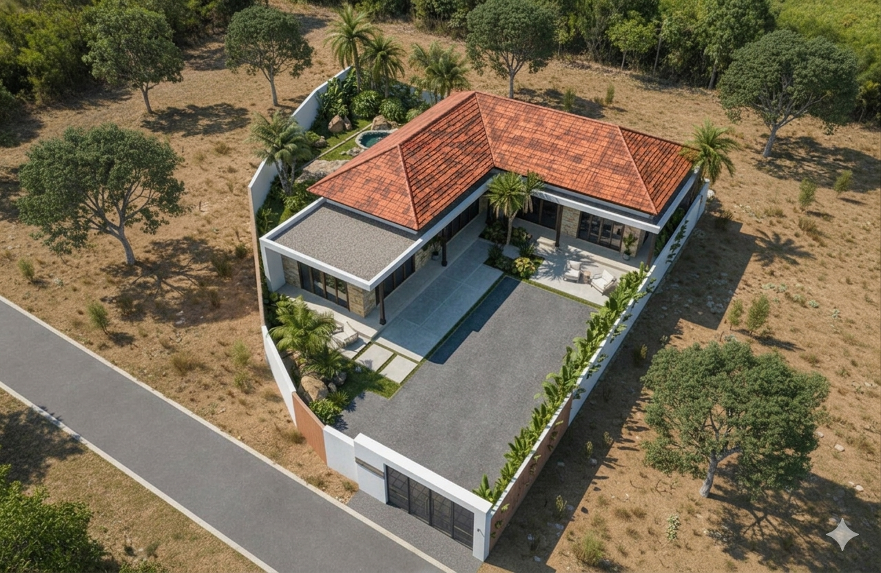 Thiết kế nhà cấp 4 chữ L nông thôn 2 đến 4 phòng ngủ đẹp