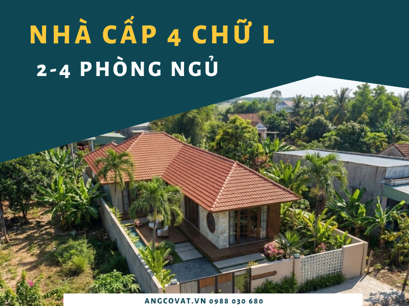 bản vẽ nhà cấp 4 chữ L nông thôn đơn giản đẹp