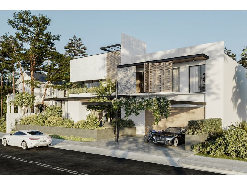 Xây biệt thự 5 tỷ có gara ô tô 