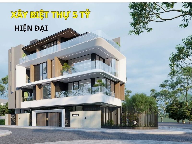 Biệt thự 5 tỷ hiện đại với hình khối vuông vức và vật liệu cao cấp 