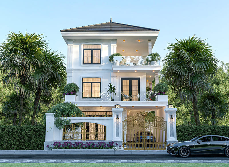 Xây biệt thự tân cổ 5 tỷ 5 phòng ngủ có gara để xe tiện lợi 