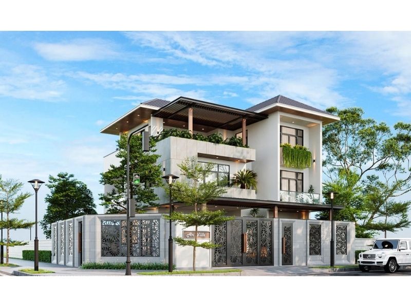 Mẫu biệt thự 5 tỷ 3 tầng mái Nhật 2 mặt tiền 