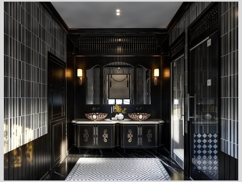 Những thiết kế phòng tắm Indochine ngày càng được nhiều gia chủ ưa chuộng thiết kế. 