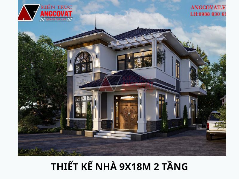 Nhà vườn 2 tầng mái Nhật 9x18m đẹp mê lòng người