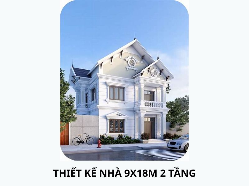 Nhà vườn tân cổ nhẹ 2 tầng mái thái