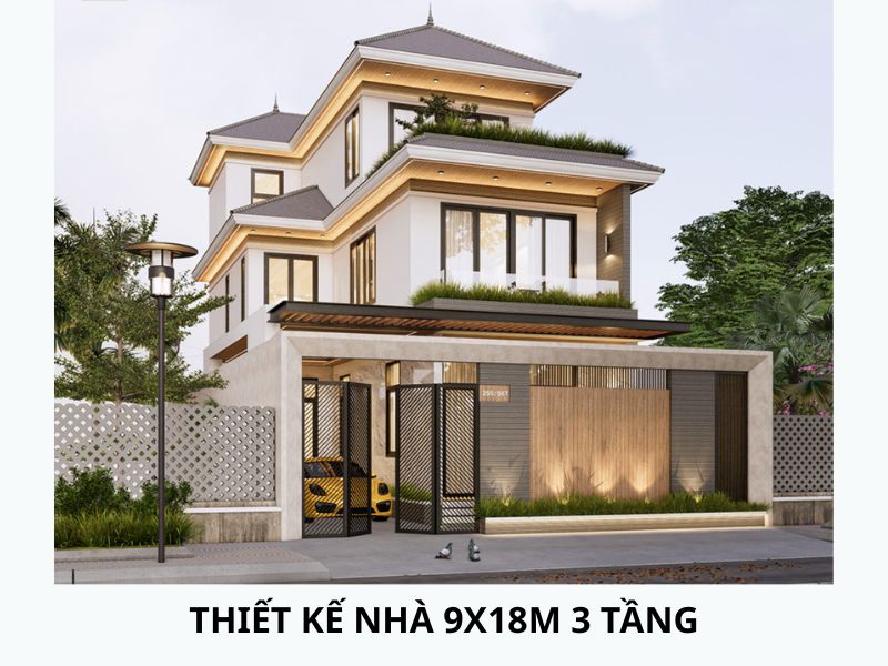 Nhà đẹp mái nhật có gara 9x18m