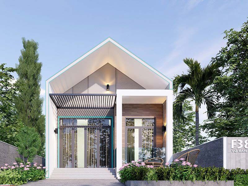 Mẫu nhà 1 tầng 100m2 5x20 sử dụng hệ mái thái