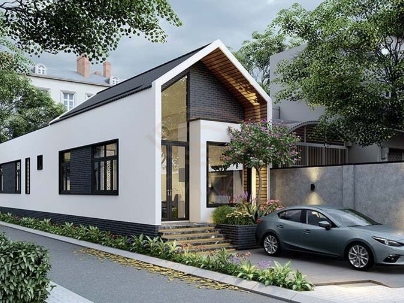 Mẫu nhà ống 1 tầng 2 phòng ngủ 5x20m