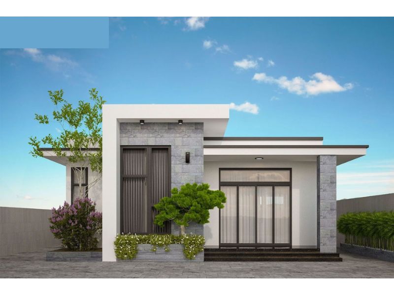 Kiến trúc độc đáo trong mẫu nhà 1 tầng mái bằng 