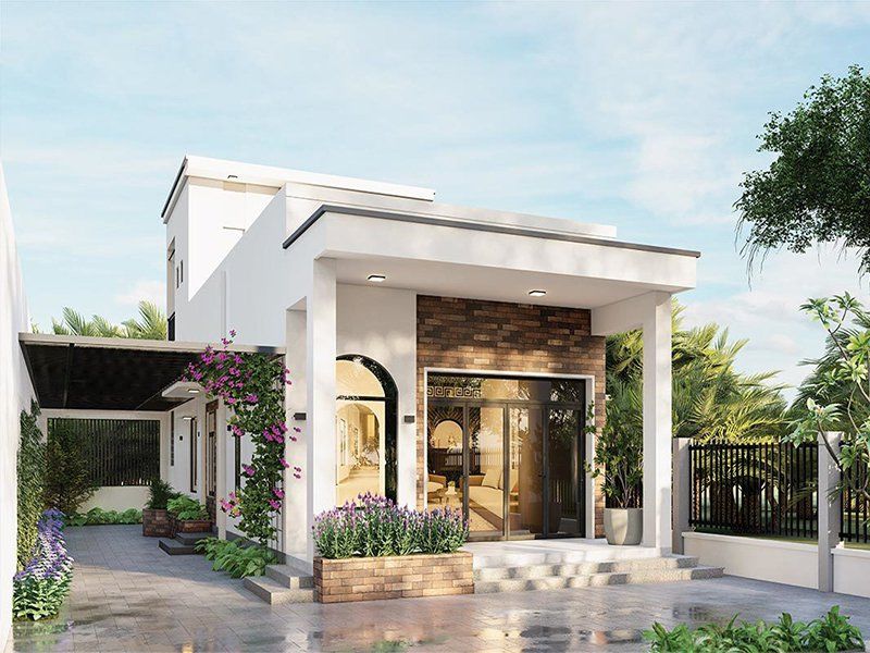 Mẫu nhà cấp 4 mái bằng nhỏ xinh, đơn giản nhưng tinh tế