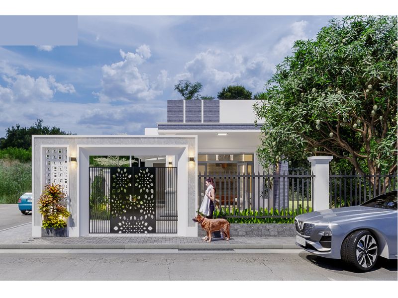 Thiết kế nhà 1 tầng mái bằng 100m2 hiện đại, tiện nghi 