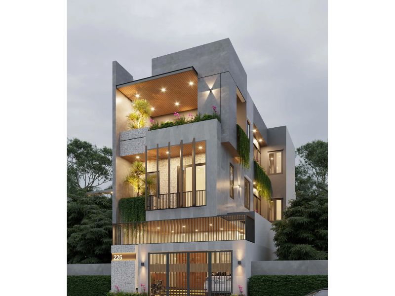 Thiết kế biệt thự 3 tầng 8x12m hiện đại 