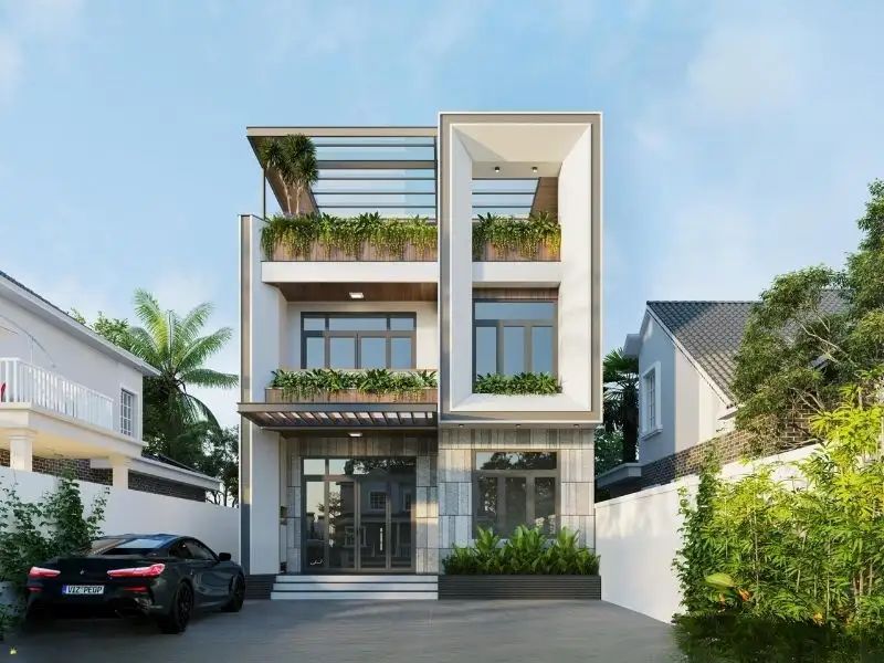 Tham khảo mẫu biệt thự 3 tầng 8x12m có sân thượng rộng 
