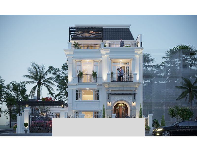 Mẫu biệt thự 3 tầng trang trí tinh tế, sang trọng 
