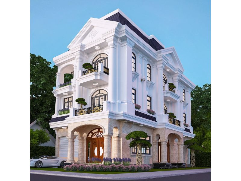 Thiết kế biệt thự 3 tầng 8x12m 2 sảnh đẹp