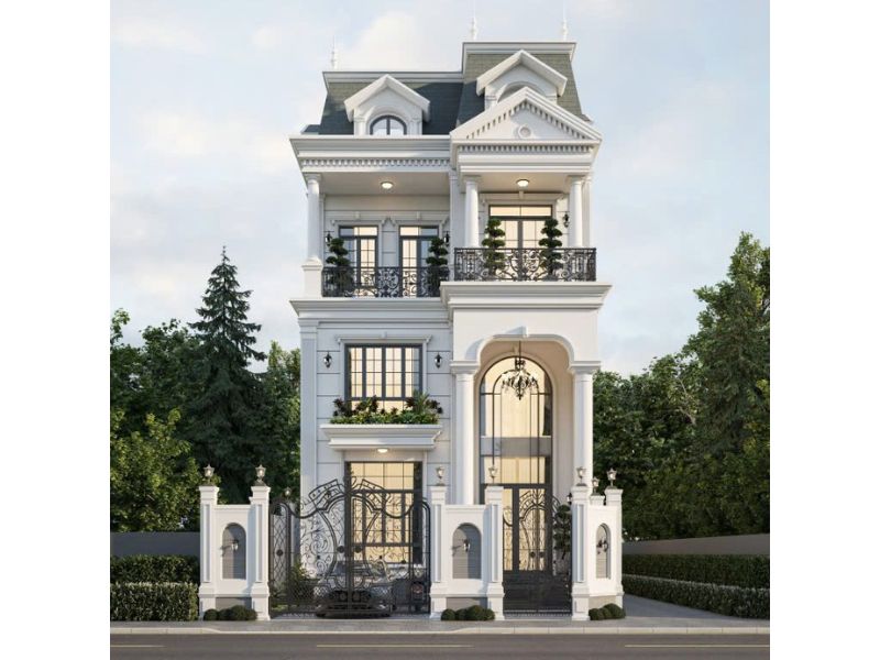 Mẫu biệt thự 3 tầng có sảnh hiện cao và rộng