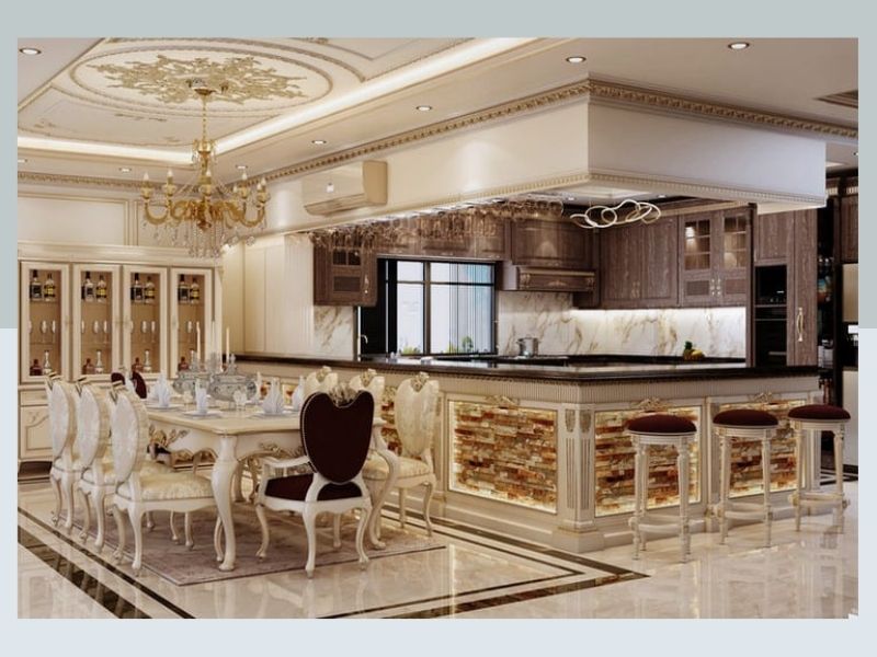 Thiết kế nội thất phòng ăn Thiết kế biệt thự cổ điển 3 tầng sang chảnh  đẹp