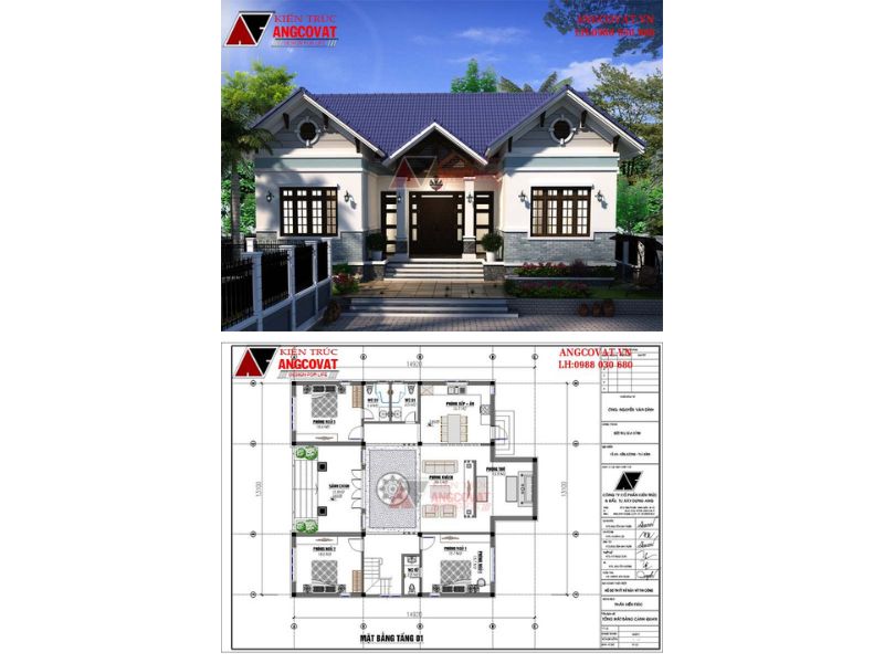 Không gian sống biệt thự 1 tầng chữ U sang trọng