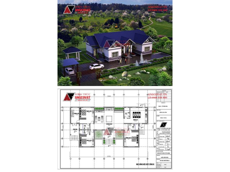 Biệt thự 1 tầng chữ U 400m2