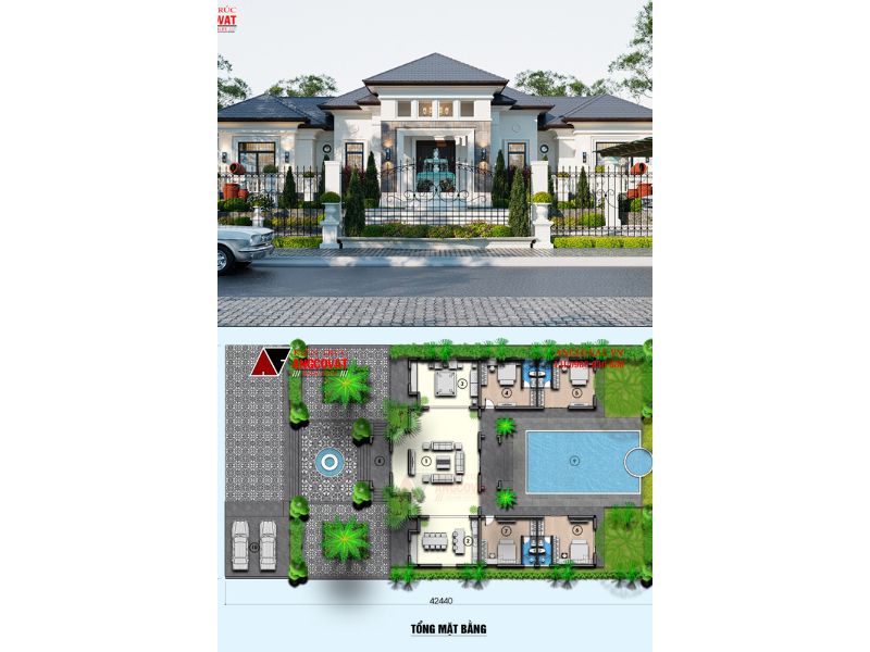 Mặt bằng biệt thự 1 tầng 300m2