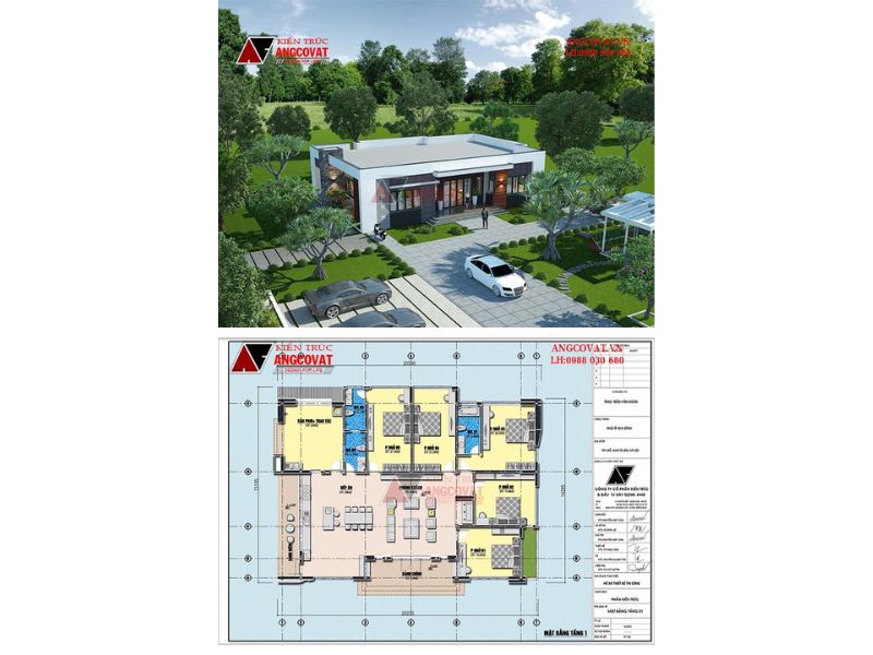 Nhà biệt thự 1 tầng 300m2 hiện đại có bể bơi