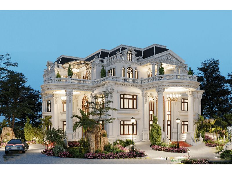 Không gian sống toát lên vẻ quý phái, trang trọng của mẫu nhà 3 tầng tân cổ điển 2 mặt tiền ngang 12m 