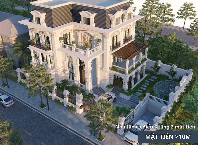 Chiêm ngưỡng mẫu nhà tân cổ điển 3 tầng mặt tiền 12m chuẩn nghĩ dưỡng cao cấp 