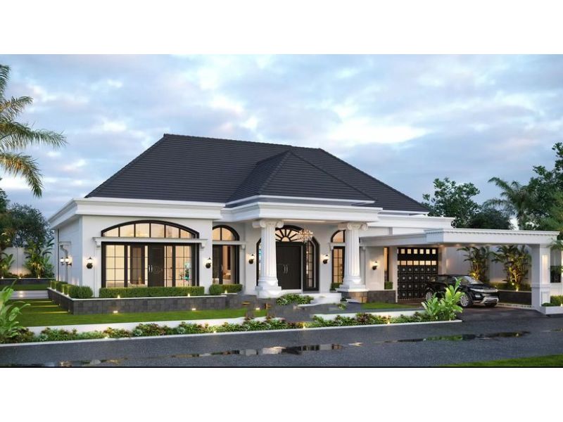 Kiến trúc tân cổ điển trong mẫu nhà vườn 1 tầng