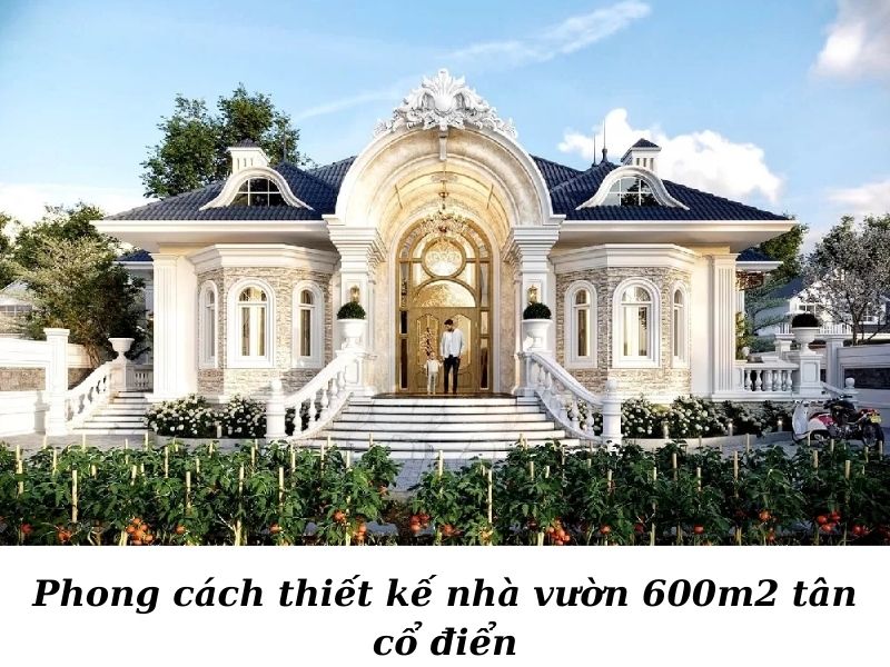 Phong cách thiết kế nhà vườn 600m2 tân cổ điển