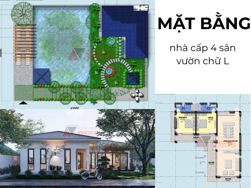 Gợi ý mặt bằng nhà cấp 4 sân vườn chữ L chuẩn công năng