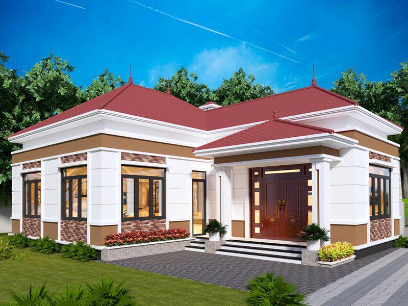 Xây nhà cấp 4 chữ L tân cổ điển nhẹ nhàng, thanh lịch 