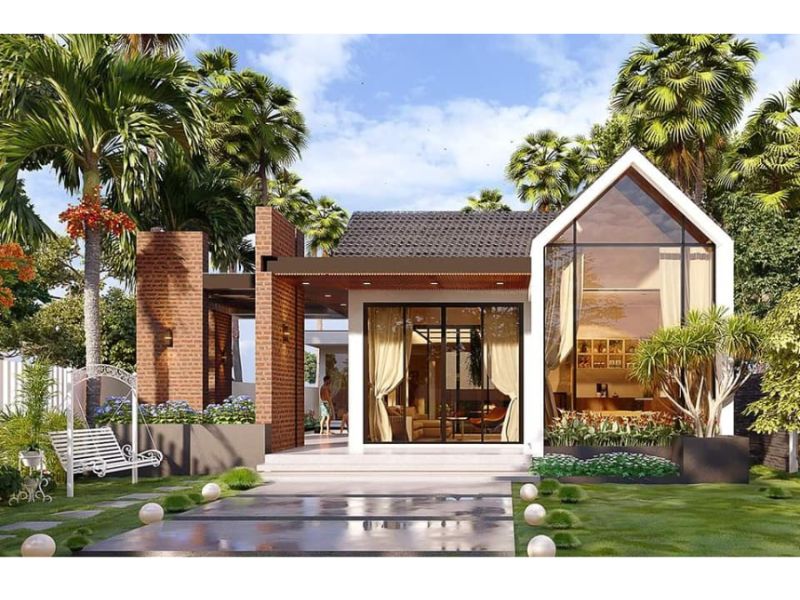 Mẫu nhà cấp 4 chữ L đơn giản chi phí dưới 1 tỷ 