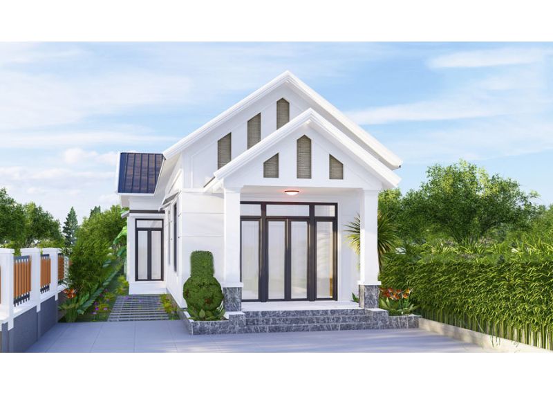 Nhà cấp 4 sân vườn chữ L mái Thái đơn giản, tối ưu chi phí đầu tư