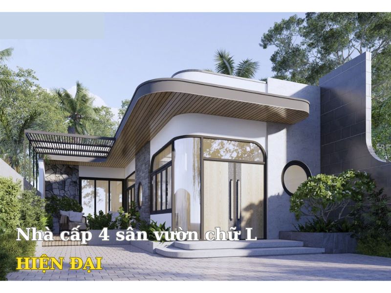 Chia sẻ mẫu nhà cấp 4 sân vườn chữ L hiện đại, xu hướng