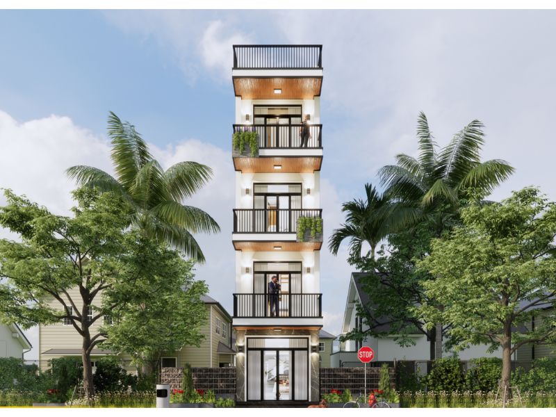 Nhà 4 tầng 75m2 mặt tiền 5m chi phí dưới 2 tỷ