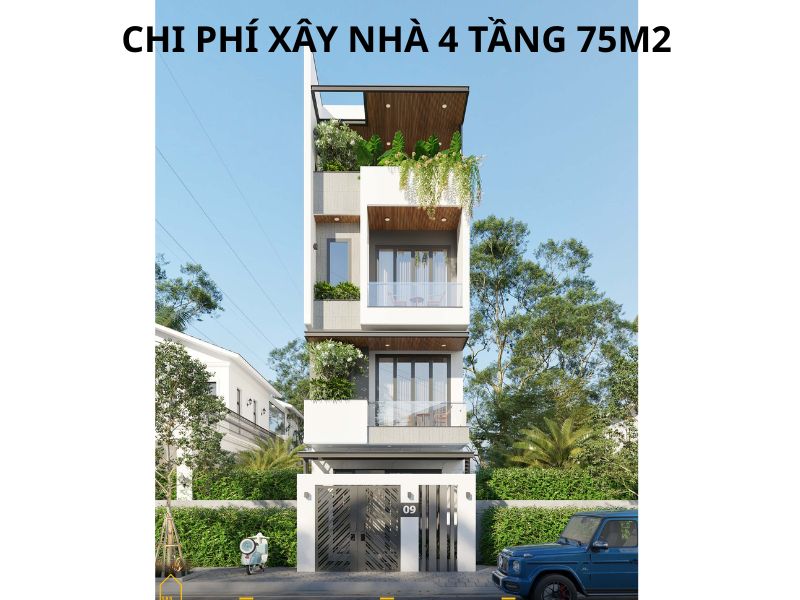 Nhà 4 tầng 75m2 phong cách hiện đại
