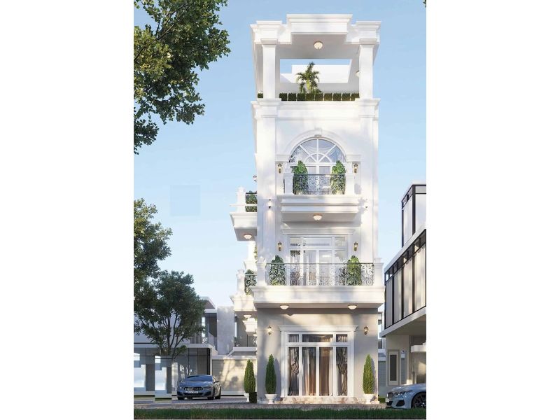 Kiến trúc tân cổ điển thanh lịch của mẫu nhà 4 tầng 75m2