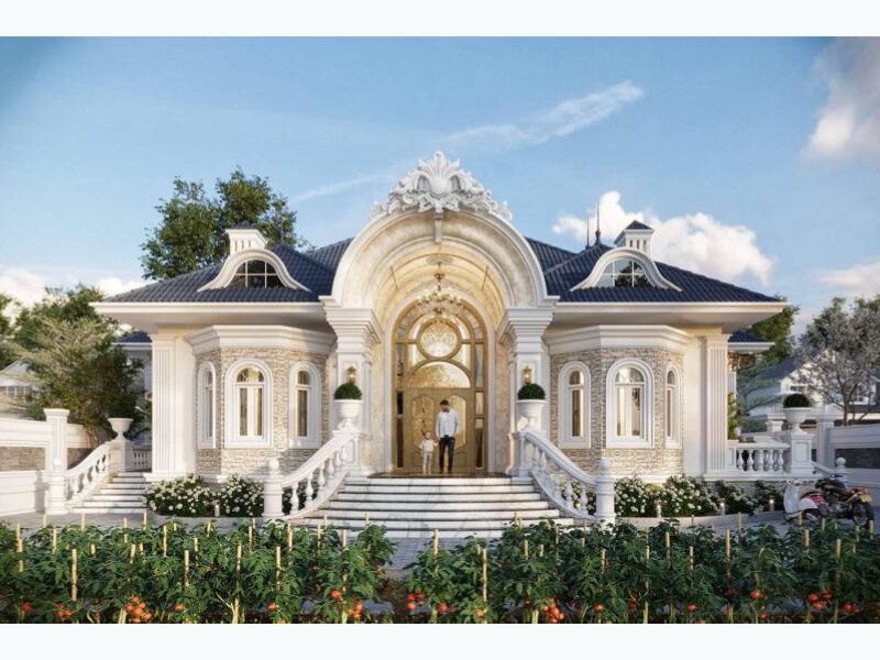 Kiến trúc biệt thự 1 tầng tân cổ điển