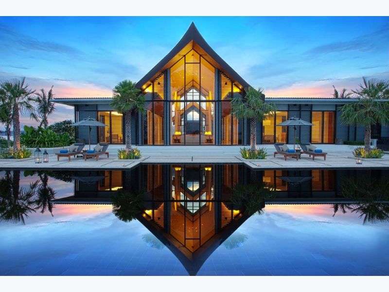 Kiến trúc biệt thự 1 tầng Châu Âu có bể bơi