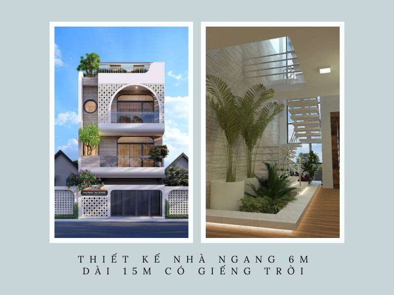 Nhà biệt thự 3 tầng có giếng trời mặt tiền 6m