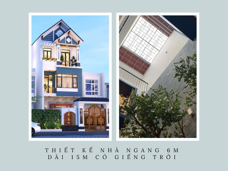 Nhà 2 tầng mái bằng mặt tiền 6m độc đáo